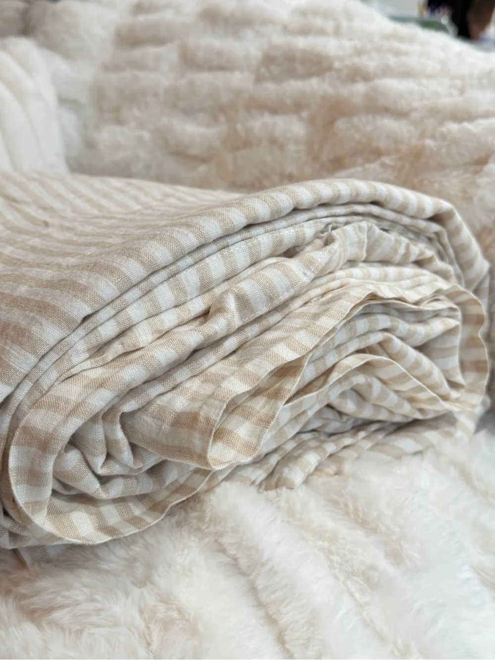 Quince European Linen Stripe Duvet Cover Set Full/Queen Natural/White Stripe